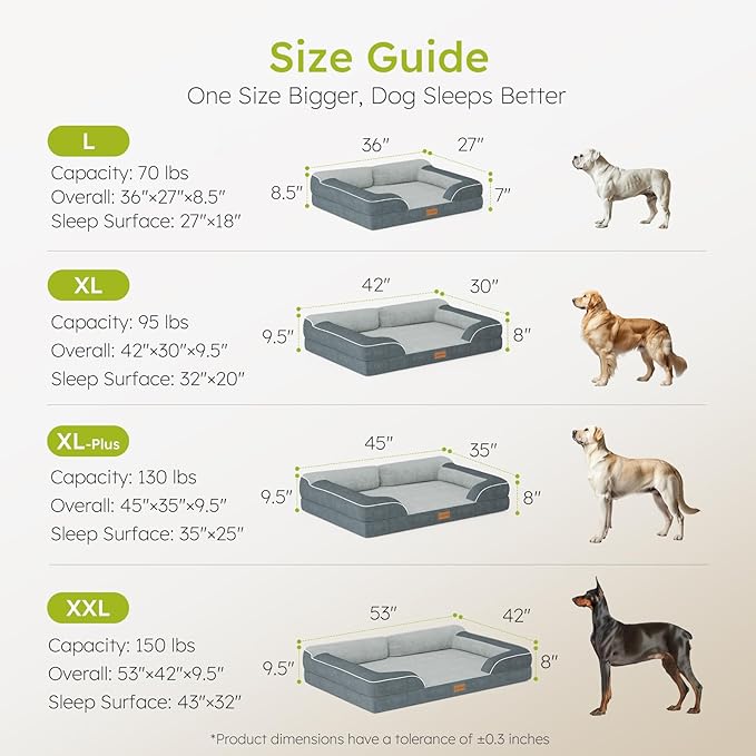 Extra Large Dog Bed, Orthopedic Dog Bed with Cooling Gel Memory Foam, Waterproof XL Dog Bed with Removable Washable Cover, 42" Dog Sofa Couch Dutch Velvet with Bone Toy, Dark Gray