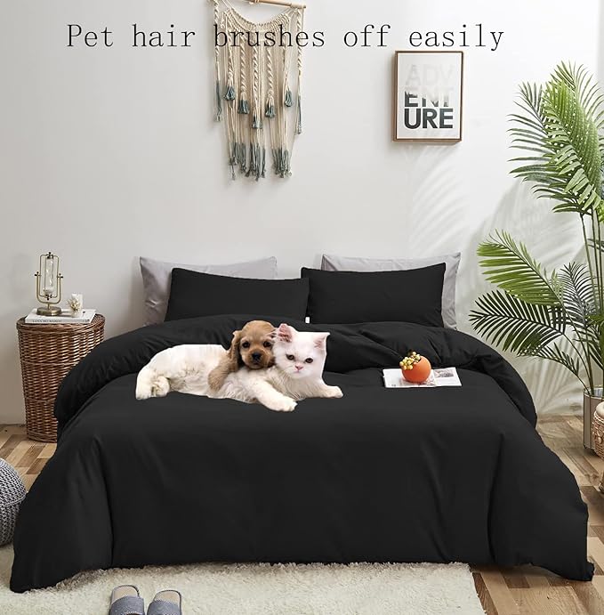 Black Comforter Queen Black Bedding Set Pure Black Queen Comforter Soft Durable Comforter Set Women 3 Pieces Breathable Lightweight Comforter Set