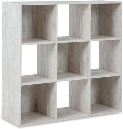 Signature Design by Ashley Paxberry Coastal 9 Cube Storage Organizer or Bookcase, Whitewash