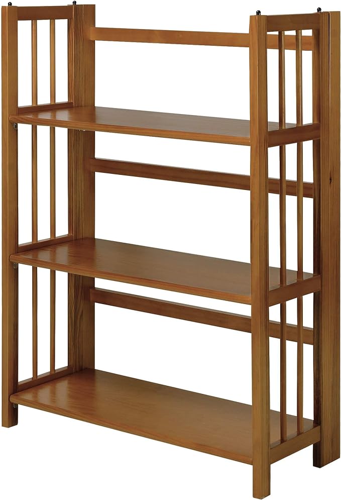 Casual Home 3-Shelf 27.5" Wide Folding Stackable Bookcase, Chestnut (New)