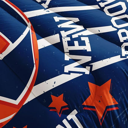 Datura home Basketball Comforter Sets for Boys Kids,Orange Blue Theme Basketball Championship American Style,Duvet 3Pcs in Quilt Sets with 1 Comforter and 2 Pillowcases(Orange Full)