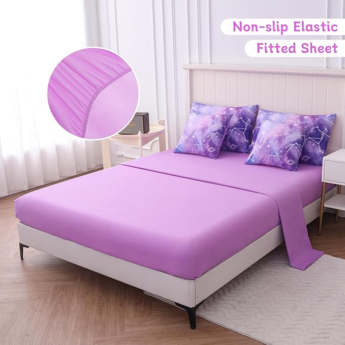 Full Size Bedding Sets Kids Bedding Sets for Girls,Galaxy Bedding 7pieces Glitter Pink Comforter Colorful Comforter Full Size Comforter Sets for Teen Girls(Multicolor)