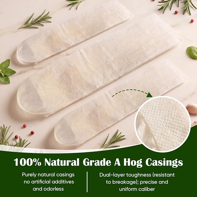 Edible Drying Natural Sausage Casing, Sausage Casings for Flavorous Homemade Sausages Ham,Breakfast Sausage,Italian Sausage,Knoblewurst,Pepperoni,Bologna Sausage and Most Sausage-8m/26ft,Φ36mm