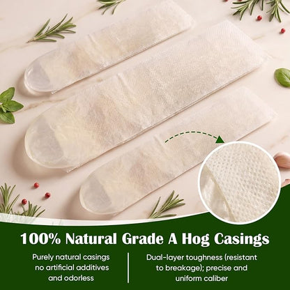 Edible Drying Natural Sausage Casing, Sausage Casings for Flavorous Homemade Sausages Ham,Breakfast Sausage,Italian Sausage,Knoblewurst,Pepperoni,Bologna Sausage and Most Sausage-8m/26ft,Φ38mm