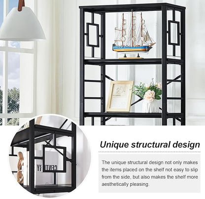 HOMISSUE Tall Bookshelf, Industrial 6-Tier Bookshelf with Unique Design, Open Bookshelves and Bookcases,Black