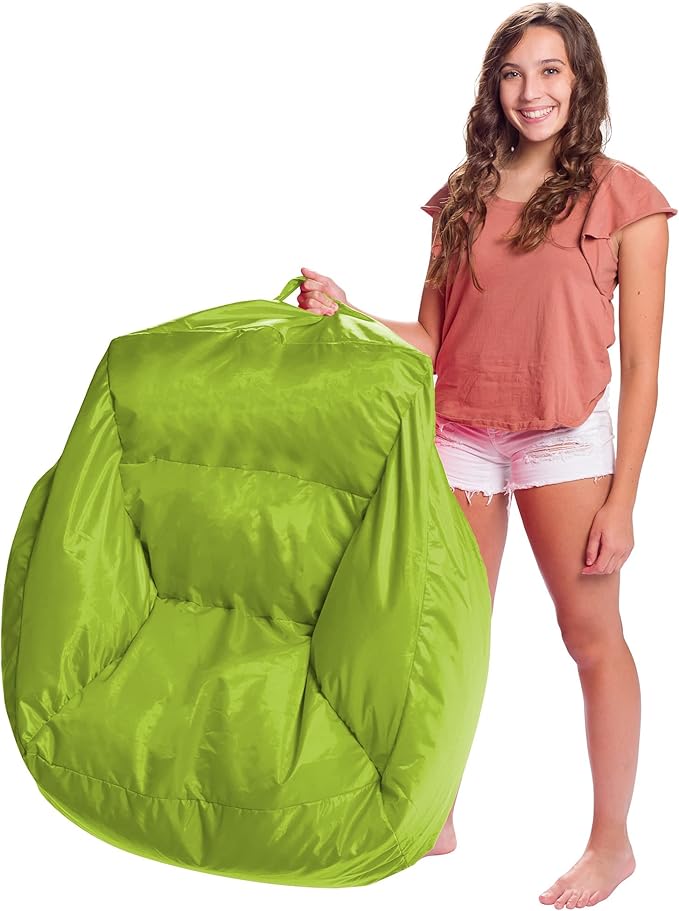 Posh Creations Structured Comfy Seat for Playrooms and Bedrooms, Large Bean Bag Chair, Coronado Chair, Lime