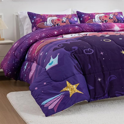 NTBED African American Black Girl Comforter Set Galaxy Afro Girl Microfiber Bedding Sets Full Size