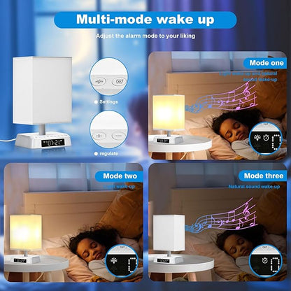 Nightstand Lamp Sound and Light Awakening Bioclock Adjustment lamp Sunrise Wake up lamp Built-in White Noise 3 Color Adjustable for Livingroom Bedroom Office Reading Working