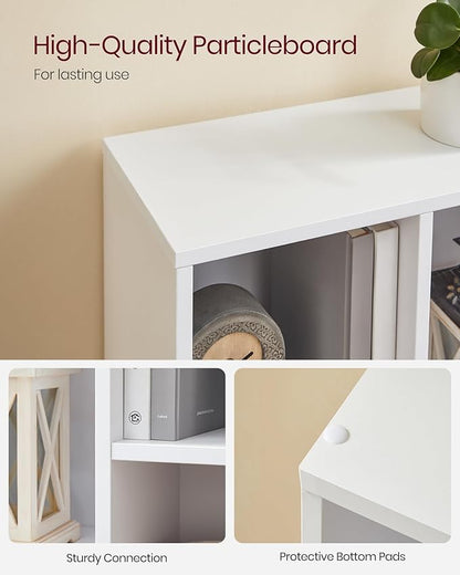 VASAGLE Bookcase, Bookshelf with 5 Compartments, Freestanding Shelves and Cube Organizer, Display Shelf for Small Spaces, for Living Room, Bedroom, and Home Office, White ULBC25WT