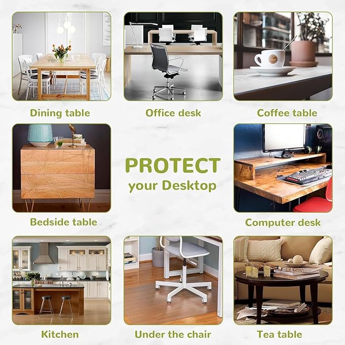 38" x 70" Clear Table Cover Protector, Waterproof & Durable, Rectangular Plastic Tablecloth for Dining Room, Kitchen, Office