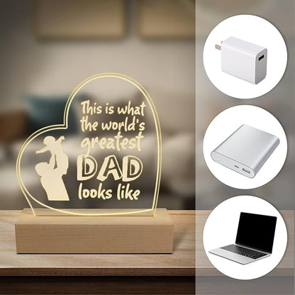 Wood LED Display Base with Acrylic Sheet, Dad Gifts from Daughter Son LED Acrylic Light Base Wood Display LED Stand