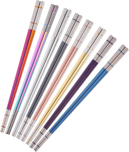 Reusable Stainless Steel Chopsticks,Dishwasher Safe , Easy to Use(4 PCS,blue)
