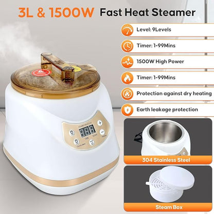 Portable Sauna for Home, Extra Large Sauna Box, Thickened 600D Thermal Sauna Tent, 3L 1500W Steamer, 9 Levels Heat, 99 Mins Timer, 450LBS Folding Chair, Black