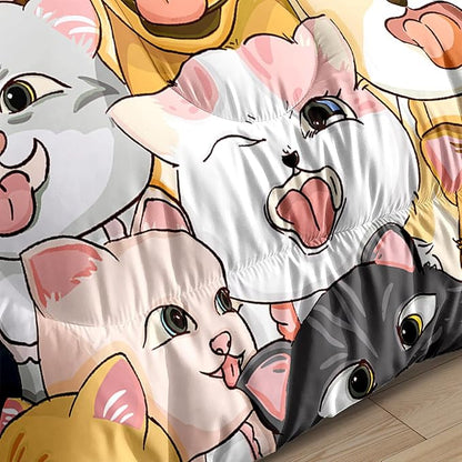 Dogs Bedding Set Queen Size 3Pcs - Cute Cartoon Dog Animal Print Comforter Set for Kids Boys Lightweight Soft Puppy Comforter with 2 Pillowcases All-Season Boys Teens Bedroom Dorm Bedding Decor
