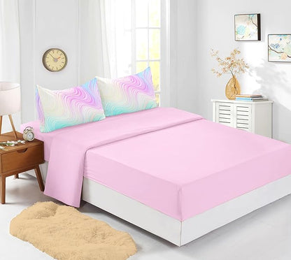 7PCS Girls Comforter Sets Queen,Pink Comforter Queen,Girls Bed Sets Queen,Bed in a Bag with Flat Sheet and Fitted Sheet,Pillowcases,Cushions for Girls,Rainbow Bedding Sets
