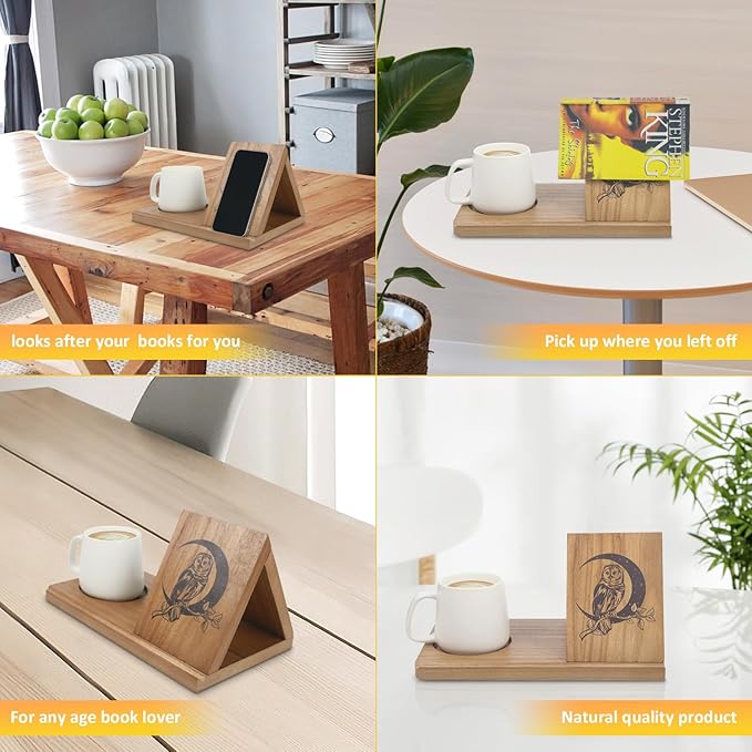 Small Bookshelf, Triangle Book Holder, Wood Short Mini Book Rest, Simple Bookcase for Bedroom Nightstand Office Desk Library or Table Centerpiece Decor for Coffee and Book Lover
