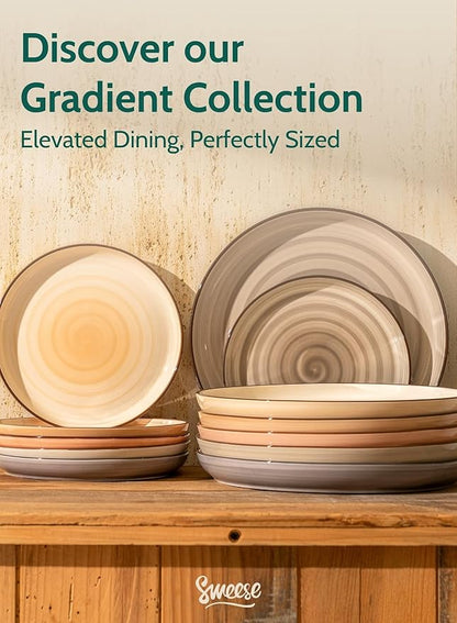 Sweese 7.4 Inch Porcelain Dessert Plates - Round Salad, Appetizer Plate Set for Kitchen, Small, Dishwasher Microwave Safe, Set of 6, Neutral