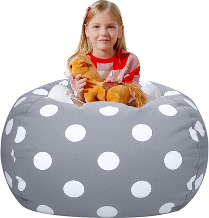 Aubliss Stuffed Animal Bean Bag Storage Chair (Grey Dot, Large (38''))