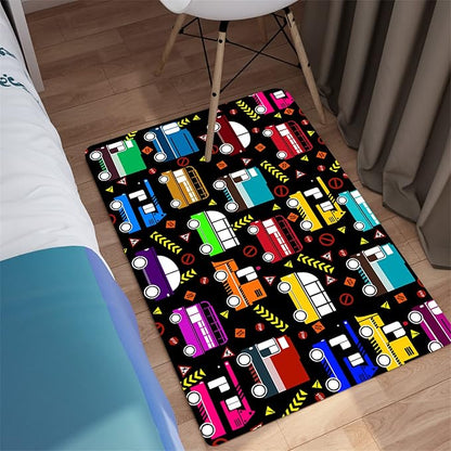 Car Play Mat Kids Rugs for Playroom Car Track Rug Kids Mat Construction Play Mat Car Play Rug Car Carpet for Kids Carpet for Bedroom Truck Rugs for Boys Room,Black 2'×3'