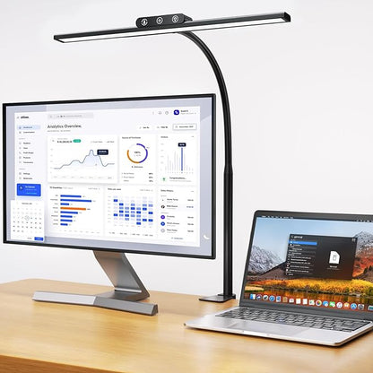 KableRika Desk Lamp,Led Desk Lamps with Clamp,Architect Desk Lights for Home Office Desktop Office Lamp 4-Brightness 4-Color Eye Care Overhead Table Lamp for Computer Monitor Study Reading