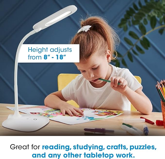 OttLite LED Soft Touch Desk Lamp - 3 Brightness Settings with Energy Efficient Natural Daylight LEDs - Adjustable Flexible Neck & Touch Controls for Tabletops, Home Office, Computer Desk, & Dorms