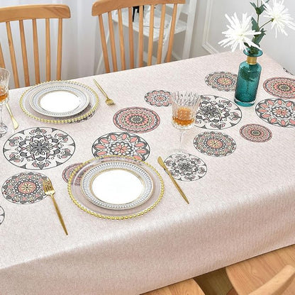 Wipeable Waterproof Tablecloth Vinyl Tablecloths for Rectangle Tables Heavy Duty PVC Tablecloth for Kitchen Dining Table(Flowers-2, 54'' x 54'')