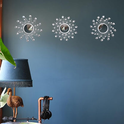 Mirror Wall Decor Metal Sun Mirror Wall Art Decorative Mirrors Home Decor Sunburst Mirror Hanging Living Room Bedroom Entryway, Style 1