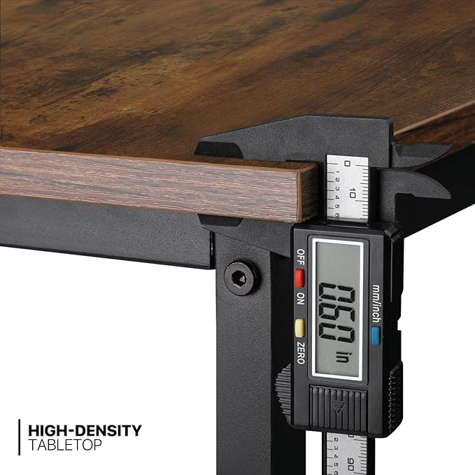 MoNiBloom Home Office Gaming Desk, 47 Inches Computer Study Table with A Storage Bag, Rustic Brown