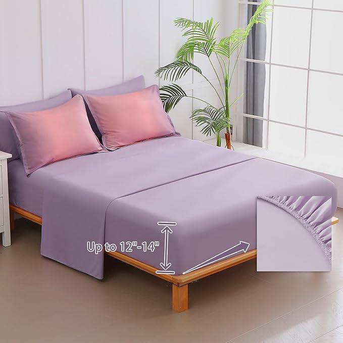 Dinjoy Girls Comforter Set Full Size Colorful Rainbow Ombre Pink Purple Light Blue Bedding Set Gradient 7 Pieces Bed in A Bag for Kids Teen Women(1 Comforter, 1 Flat Sheet, 1 Fitted Sheet)
