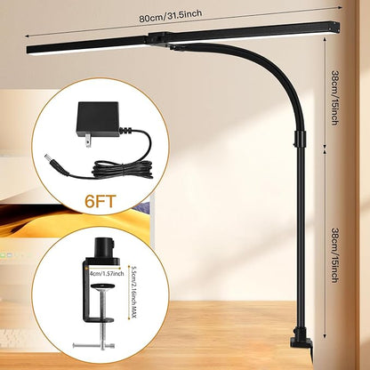 Double Head LED Desk Lamp with Anti-Glare Cover Computer Desk Lamp for Home Office 24W Brightest Desk Light Office Lamp for Workbench Drafting Architect Reading with Remote Control