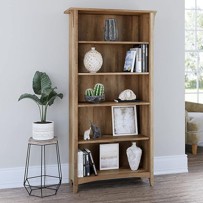 Bush Furniture Salinas Tall 5 Shelf Bookcase in Reclaimed Pine