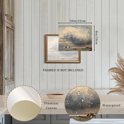 XOCUUI Unframed Canvas Wall Art Vintage Decor, Home Decor Danish Coastal Landscape in Stormy Weather Classical Paintings, Coastal Wall Art for Living Room Bedroom Office Decor, 8"x10"