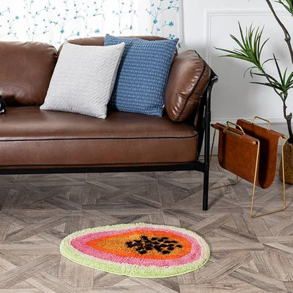 Passion Fruit Shaped Rug Fruits Bath Mat Area Rug Non-Slip Bathroom Door Mat for Bedroom Bathroom Kitchen Cartoon Area Rug for Bathroom Soft Bathmat Home Decor (18.5x25.6in)