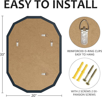 Bathroom Mirrors for Over Sink, Round Frameless Mirrors for Wall, 20x30 Inch Beveled Bathroom Mirror, Bathroom Vanity Circle Mirror for Bedroom Living Room Entryway Home Decor