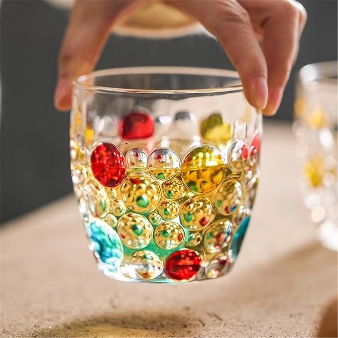 drinking glassware 10.5oz Drinking Glasses Handmade Multicolor Glassware(Multi-colored)