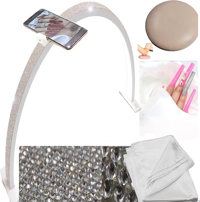 Half Moon Light for Nail Desk-4pcs Set-Half Moon Light-Half Moon Light for Esthetician-Half Moon-Lamp for Nails-Nail Lamp for Desk-Nail Desk Light-BONUS Phone Holder,Nail Prop & Elbow Rest