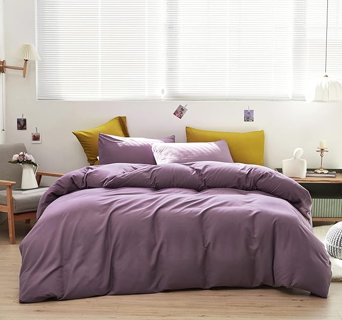 Purple Comforter Set Twin Grape Color Bedding Set 3 Pieces Solid Purple Comforter Set Hotel Quality Lightweight Women Comforter Set Twin Breathable Purple Bed Comforter Set Twin