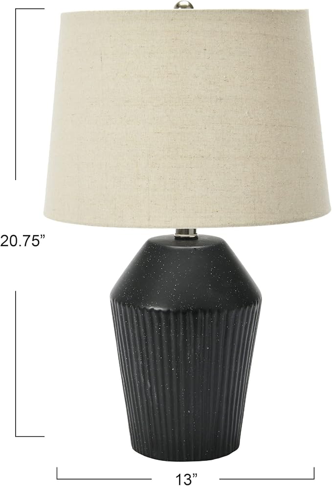 Creative Co-Op 13" Round Stoneware Desk Lamp, Black