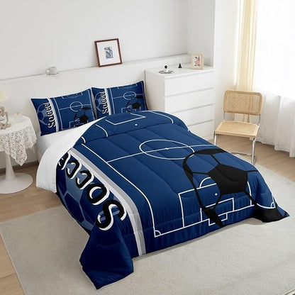 Feelyou Kids Football Comforter Set Twin Size Rugby Sports Bedding Set for Boys Girls Teens Bedroom Decor Soccer Ball Game Comforter Football Lover Duvet Set with 1 Pillow Case