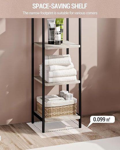 Bookcase Bookshelf, Narrow Book Shelf, Industrial Coner Shelf Storage Organizer, Slim Shelving Unit for Home Office, Living Room, Bedroom, Kitchen, 6-Tier Greige BC24605B