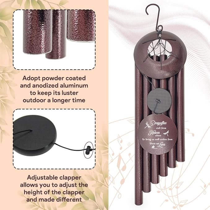Memorial Wind Chimes Sympathy Gifts, Customized Dragonfly Wind Chime, 36-inch Commemorative Wind Chimes to Commemorate The Loss of Loved Ones, Condolence Gifts
