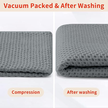 Homaxy 100% Cotton Waffle Weave Kitchen Dish Cloths, 7-Pack, Grey | 12 x 12 Inches, Ultra Soft Absorbent Dish Towels, Quick Drying Dish Rags with Hanging Loop