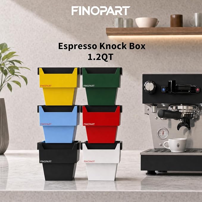 Espresso Knock Box, 5.4 in, Barista Style Espresso Grounds Knock Box, Removable Silicone Knock Rod, Silicone Non-Slip Base, Espresso Maker Accessory (Red)
