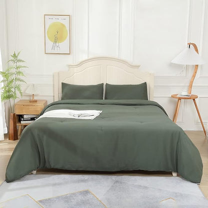 Emerald Green Comforter King Size, Modern Bedding Set for Women/Men, Cute Soft & Lightweight Microfiber Bed Sets, 3 pcs-1 Comforter & 2 Pillowcases 104"x90"