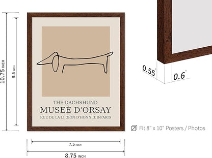 Poster Master Vintage Poster - Retro Minimalist Print - Gift for Artist, Housewarming - Dachshund Dog, Line Drawing, Abstract - Wall Decor for Living Room, Bedroom, 16x20 Brown Framed