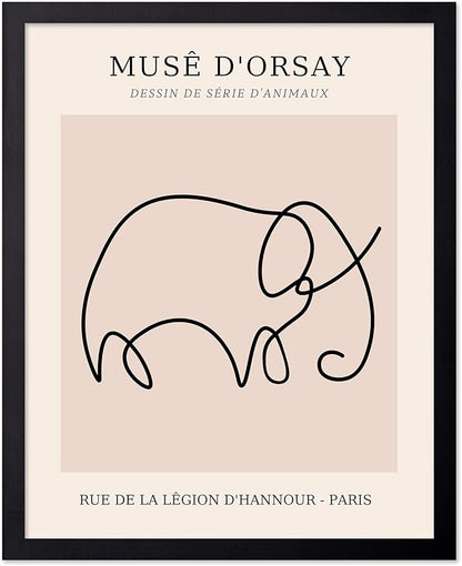 Poster Master Vintage Poster - Retro One Line Elephant Drawing Print - Elephant Art - Minimal Gift for Men, Women, Animal Lover - Abstract Wall Decor for Home, Office - 11x14 UNFRAMED Wall Art
