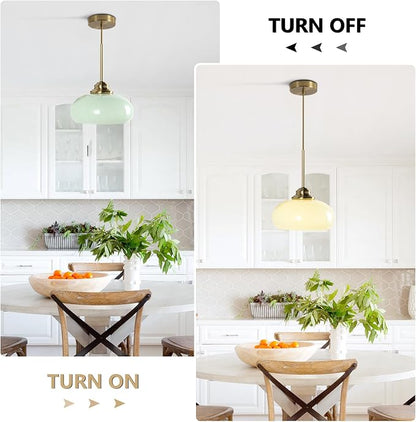 KCO Lighting Nordic Green Glass Pendant Light Dining Room Hanging Light Fixture Gold Brass Mid Century Modern Kitchen Island Lights