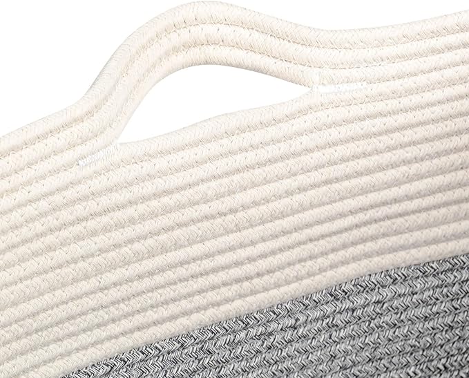Tall Storage Bins Rectangle Basket Cotton Extra Large Toy Storage Hamper Rectangular with Handles,Decorative Blanket Laundry Basket for Living room,Dog Baskets Large Basket for Toys 2 pack