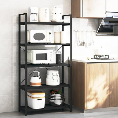 Tall Bookshelf with Large Storage,5 Tier Bookcase in Bedroom,Living Room and Office,Modern Wide Bookcase Shelf for Storing Books/Plants,Black