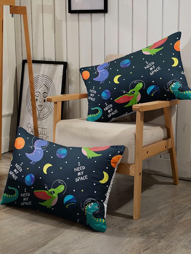 Datura home Dinosaur Space Dinos Comforter Bedding Set for Boys Kids Children,Celestial Bodies Colorful Dinosaur Print Bedding Set with 1 Comforter and 2 Pillowcases(Dinosaur Twin)